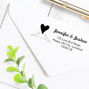 Love Birds and Heart Couple Return Address Self-inking Stamp