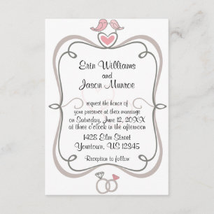 Love Birds and Hearts Invitation