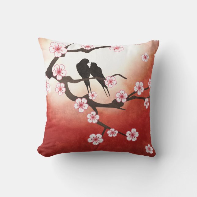 Love Birds and Sakura Pillow (Front)