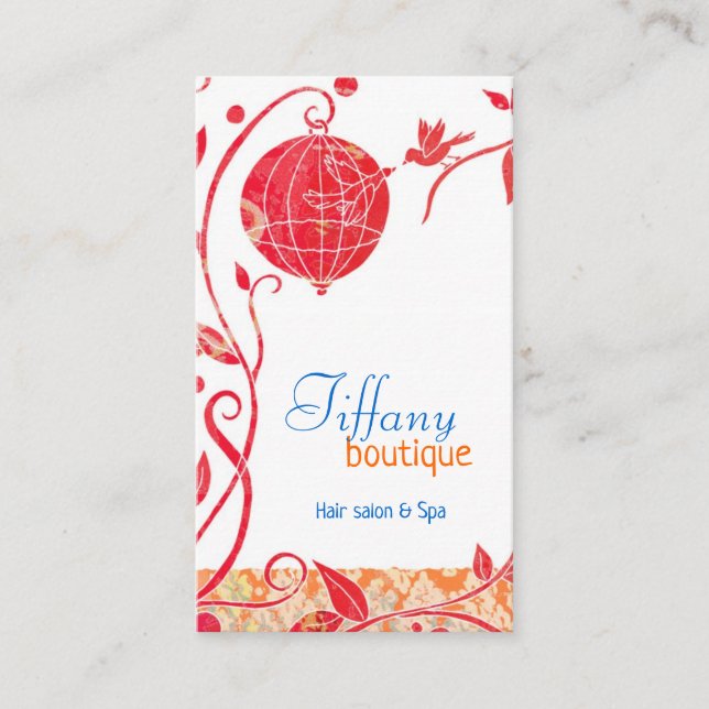 Love Birds Bird Cage Spa Salon Business Card (Front)
