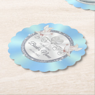 Love Birds Blue Bridal Shower Coasters Favors