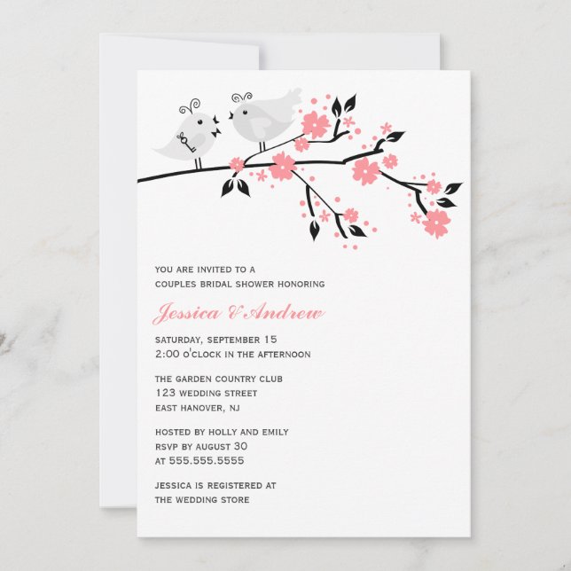 Love Birds Bridal Shower {pink} Invitation (Front)