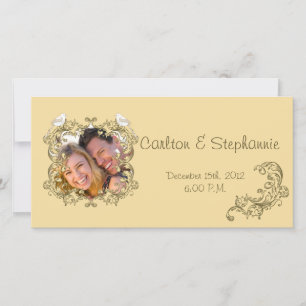 Love Birds Brown/Tan Wedding Photo Announcement