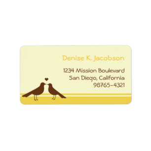 Love birds brown yellow stripe custom mailing label