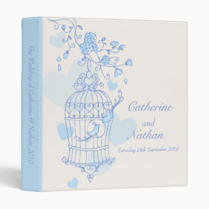 Love birds cage blue wedding folder binder
