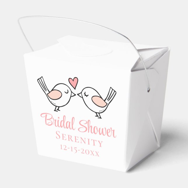  Love Birds Cartoon Pink Lovebirds Bridal Shower   Favor Box (Back Side)