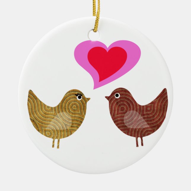 Love Birds Ceramic Ornament (Front)