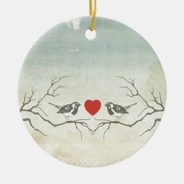 Love Birds Ceramic Ornament (Front)