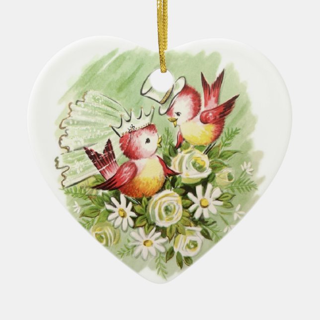 Love Birds Ceramic Ornament (Front)