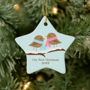 Love Birds Ceramic Ornament
