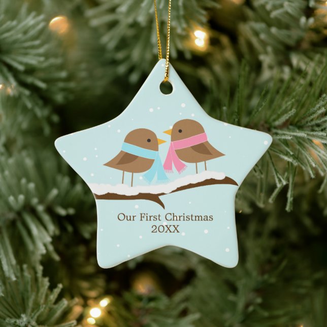 Love Birds Ceramic Ornament (Tree)