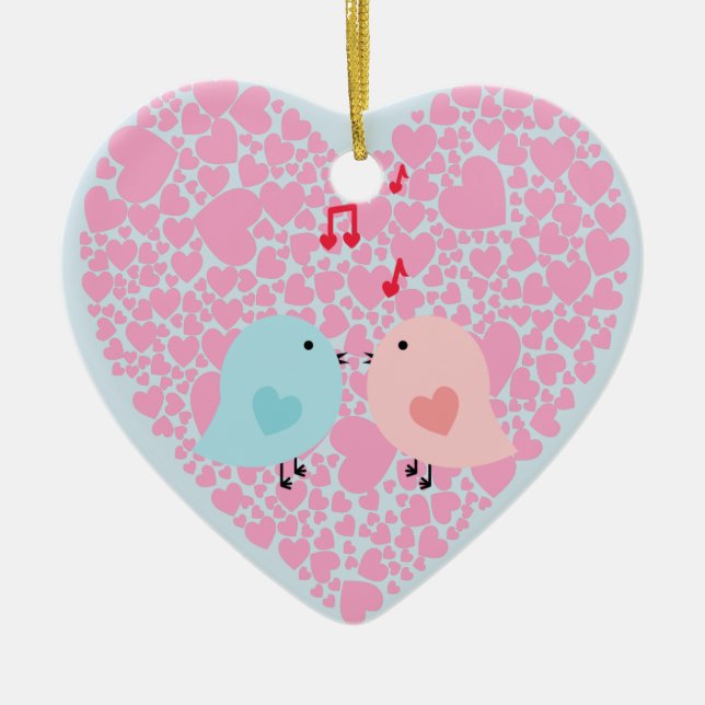 Love Birds Ceramic Ornament (Front)