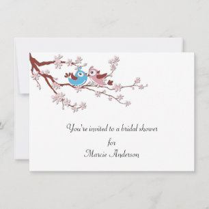 Love Birds Cherry Blossoms Bridal Shower Invite
