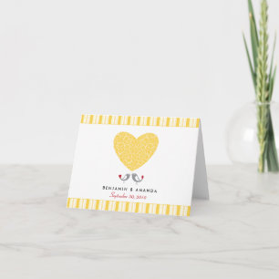Love Birds Custom Striped Thank You Card (yellow)