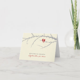 Love Birds Custom Thank You Card (cranberry)