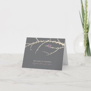 Love Birds Custom Thank You Card (lavender)