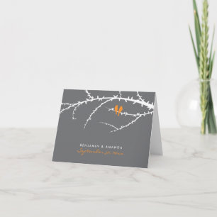 Love Birds Custom Thank You Card (orange)