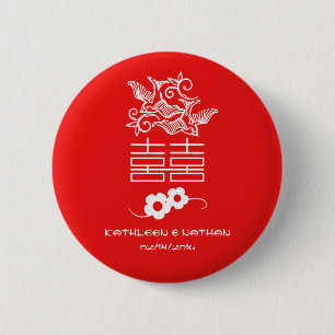 Love Birds - Double Happiness - Wedding Favours 2 Inch Round Button