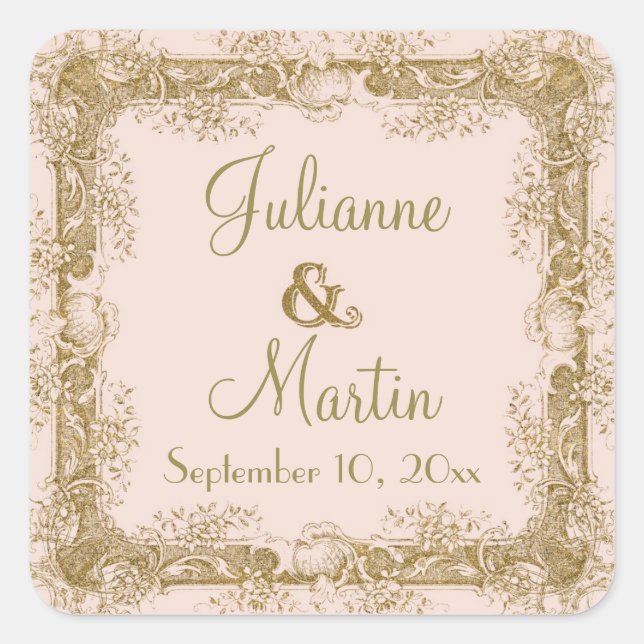 Love Birds Etching Glamourous Vintage Wedding Seal (Front)