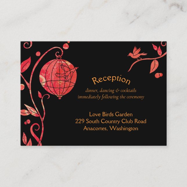 Love Birds Evening Wedding Reception Enclosure Card (Front)