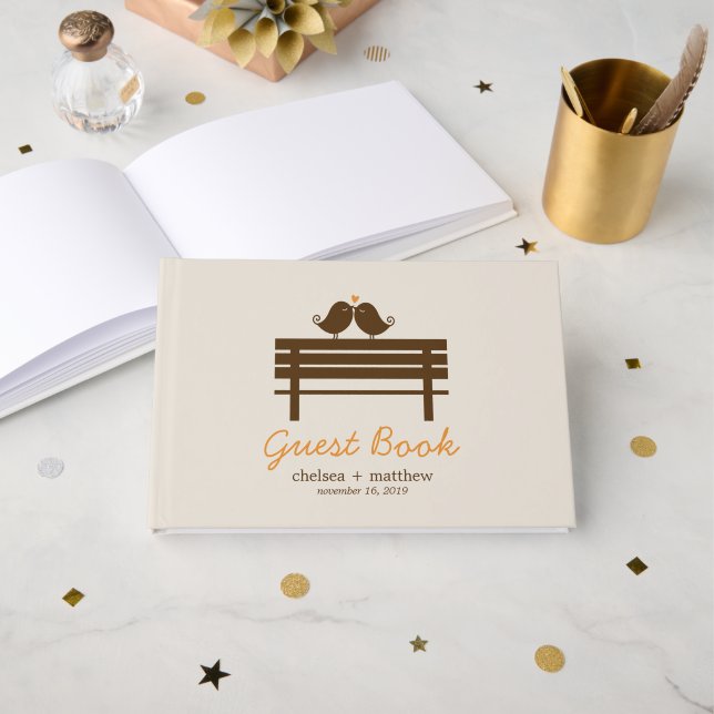 Love Birds Fall Wedding Guest Book (Front Open)