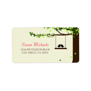 Love Birds Falling Hearts Address Labels