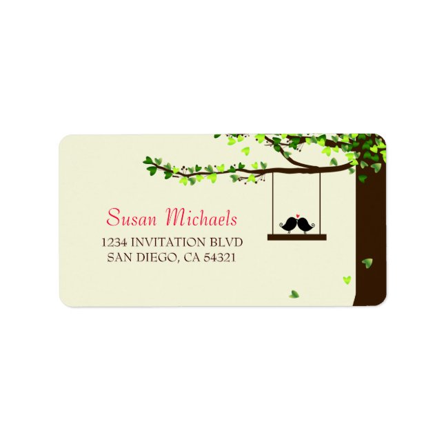 Love Birds Falling Hearts Address Labels (Front)