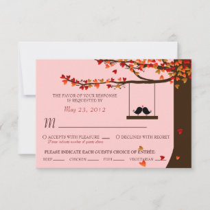 Love Birds Falling Hearts Oak Tree RSVP (Meal)