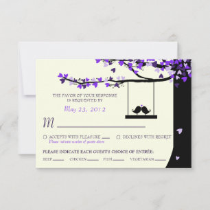 Love Birds Falling Hearts Oak Tree RSVP (Meal) Card