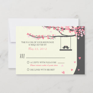Love Birds Falling Hearts RSVP Card