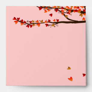 Love Birds Falling Hearts Wedding Envelope