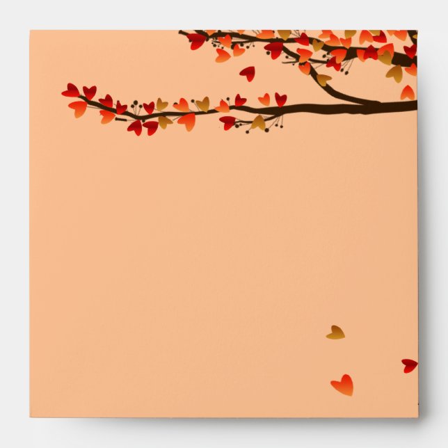 Love Birds Falling Hearts Wedding Envelope (Front)