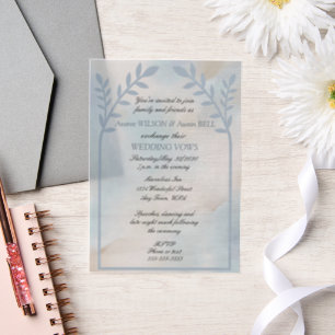 Love Birds Floral Arch Pink Wedding  Vellum Invitations