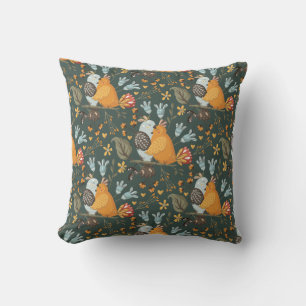 Love Birds Floral Bohemian Pattern Throw Pillow