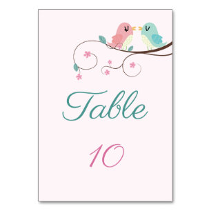 love birds floral table number card