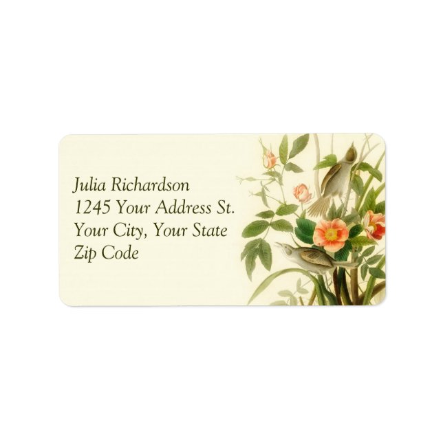 love birds flowers nature wedding address labels (Front)