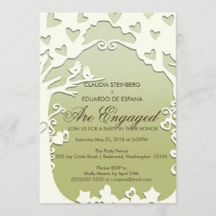 Love Birds Forever on Pastel Sunset Olive Invitation
