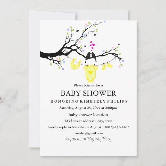 Love Birds | Gender Neutral Baby Shower Invitation (Front)