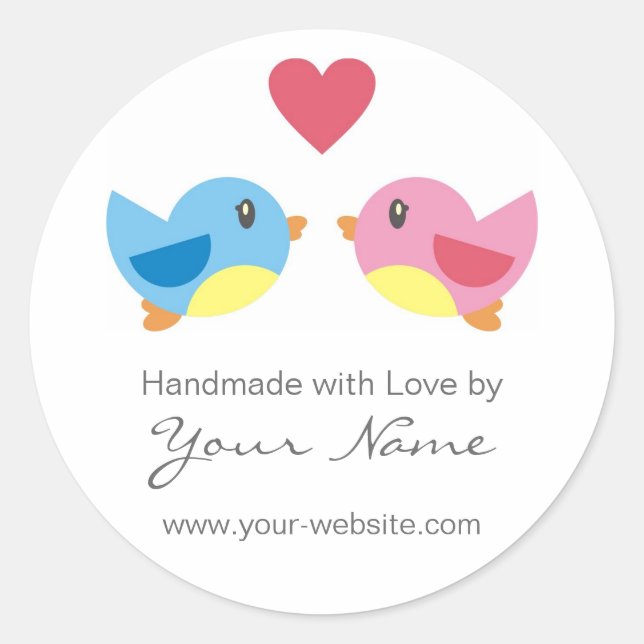 Love Birds Handmade By Personalized Stickers (Front)