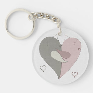 Love Birds Heart Keychain