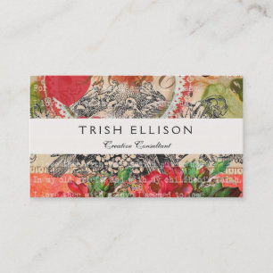 Love Birds Heart Red Art Collage Business Card