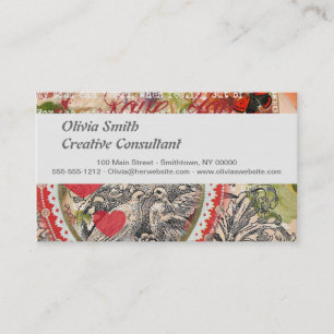 Love Birds Heart Red Art Collage Business Card
