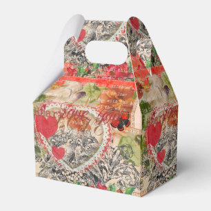 Love Birds Heart Red Art Collage Favor Box