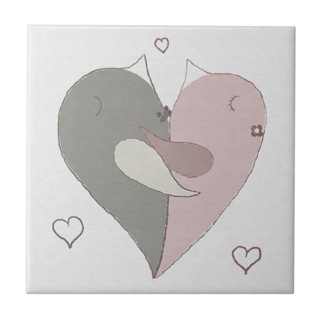 Love Birds Heart Tile (Front)