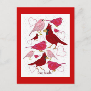 Love Birds Hearts Happy Valentine's Day Postcard