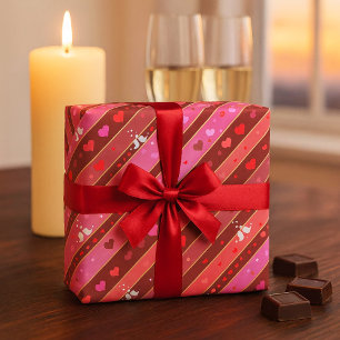 Love Birds Hearts Valentine Pattern Wrapping Paper