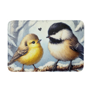 Love Birds In a Frozen Winter Decor Bath Mat