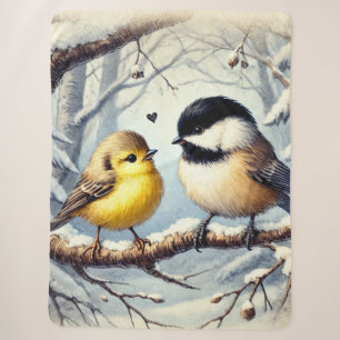 Love Birds In a Frozen Winter Decor Sherpa Blanket