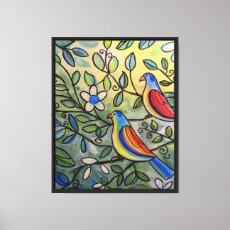 Love Birds in a Tree Canvas Print