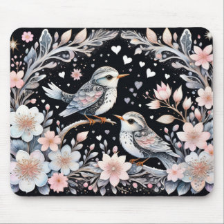 Love birds in Christmas background Mouse Pad